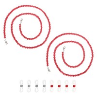 2 StüCk Glasperlen-Brillenkette FüR Damen, 28 Zoll Rot