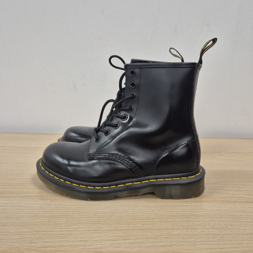 Dr Martens 1460 Black Smooth Leather Ankle Classic Boots Size Uk 4 Eu 37 n