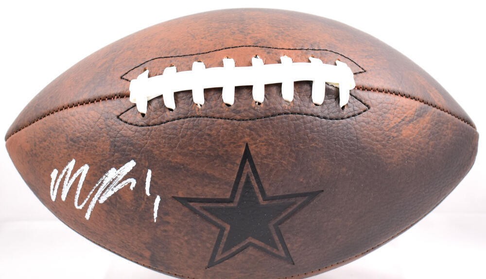 Micah Parsons Autographed Signed Dallas Cowboys Distressed Logo Football- Fanatics 