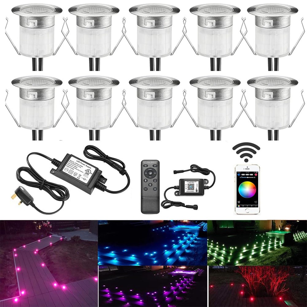 Lámpara LED para terraza/patio/camino/escalera/jardín 1-30x 30 mm WIFI RGB