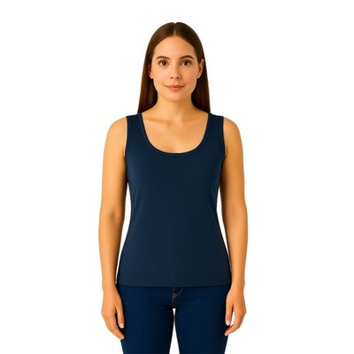 CLARABEL UNTERHEMD SCHULTERFREI GLATT DAMEN UNTERWÄSCHE AUSSEN WOLLE UND SEIDE BLAU