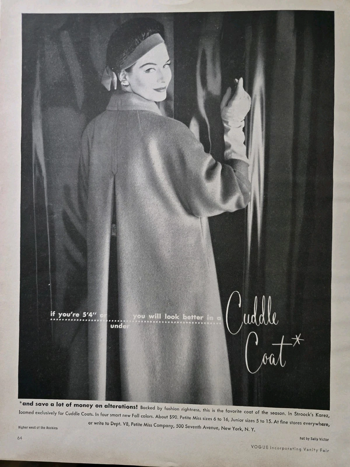 VETEMENTS Cappotto donna coccole 1957 in stroock Karez vintage pubblicità moda