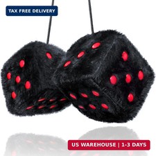 Black Fuzzy Dice for Car - Rear View Mirror Plush Cute Car Accessories for Inter