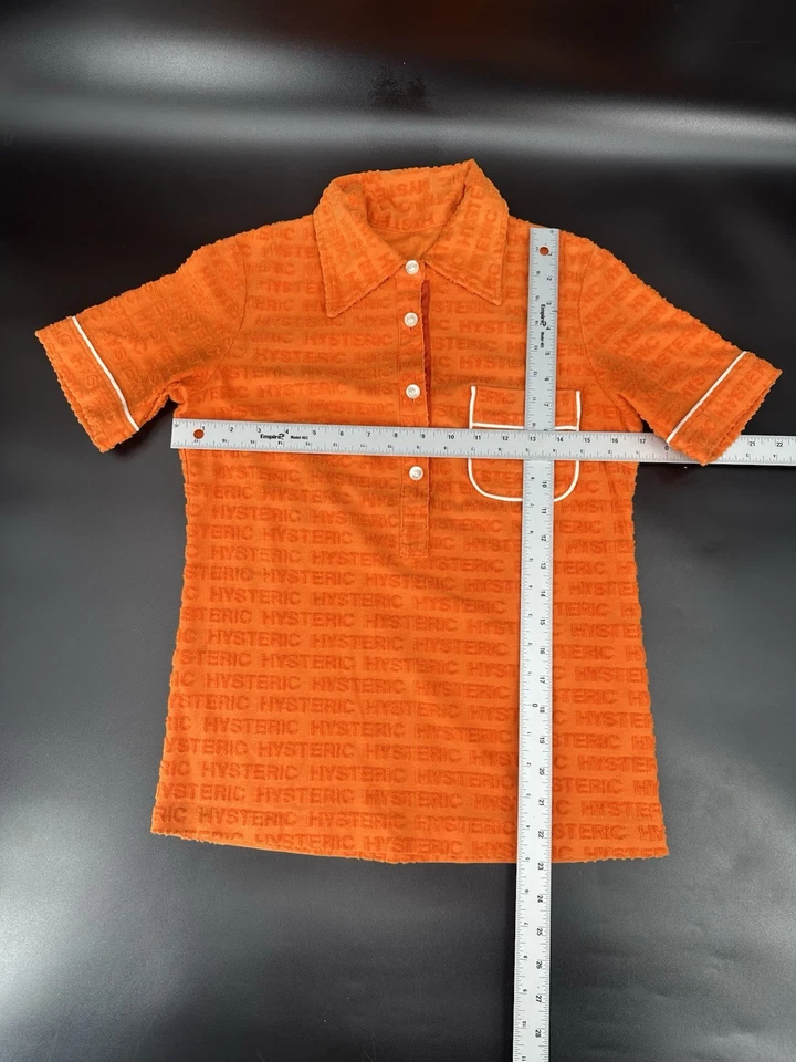 Camiseta Polo Top Camiseta De Colección Años 90 Hystérico Glamour Logo Estampado Completo Terry Naranja Foto 3 de 4