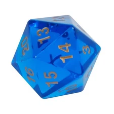 Koplow Translucent Dice d20 55mm Sapphire w/Gold (Spindown) New