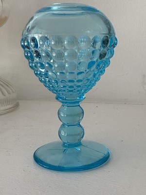 Antique Adams EAPG Blue Thousand Island Eye Sensation Hobnail Oil Lamp Base 6 