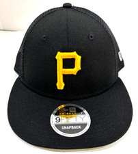 Pittsburgh Pirates MLB NE Low Profile Trucker Snapback Hat~ Black/Gold