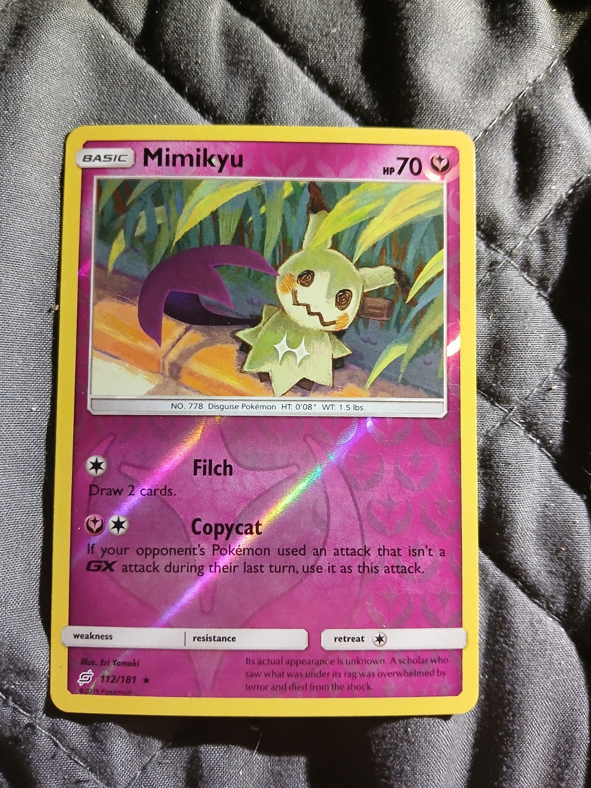 Pokemon Cards Mimikyu 112/181 Reverse Holo Team Up Sun & Moon NM Never Played