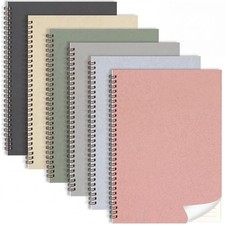 6 Pack B5 Spiral Notebook, 10.5x7.5in Soft Cover Notebook College Ruled Notebook