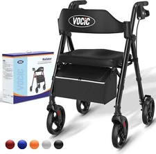 Walkers for Seniors,Foldable Walker with Seat,Rollator Walker - Black