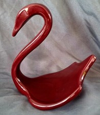 Vintage Swan Towel Holder Burgundy Maroon Ceramic Bathroom Decor Mid Century Mcm