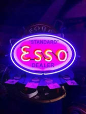 Esso Standard Dealer Oil Gas 20"x16" Neon Lamp Light Sign With HD Vivid Printing