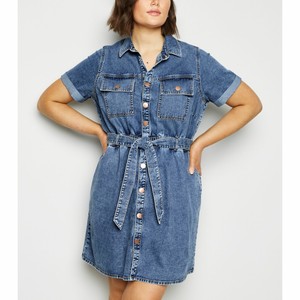 pale blue denim dress