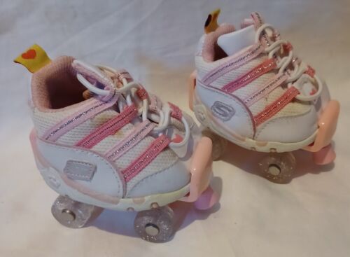 Build a Bear Sketchers Roller Skates - Pink White trainers toy ,glitter Wheels - Picture 1 of 19