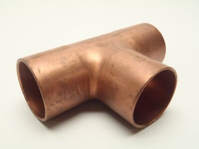 Wrot Copper Tee Fitting 1-1/8'' x 1-1/8'' x 1-1/8'' OD 1'' Inch Nominal CxCxC
