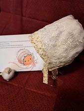 Baby Bonnet-Made with creamy calico prints trimmed with Vintage trims 0-3 Month