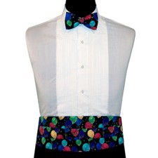 Men's Multi Color Balloons Bow Tie and Cummerbund Set
