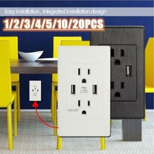 Dual USB Wall Outlet Fast Charger Port Socket...