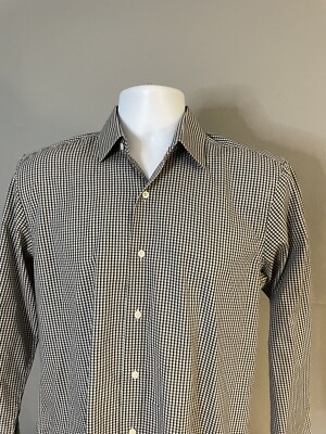 14.5 34 dress shirt Alfa Perry Men's Extra-Slim Fit Blue Mini Check Spread Collar Cotton Dress Shirt, 15 1/2 / 34/35