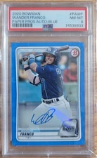 WANDER FRANCO AUTO 2020 Bowman Paper Autograph BLUE PARALLEL 47/150 RC PSA 8