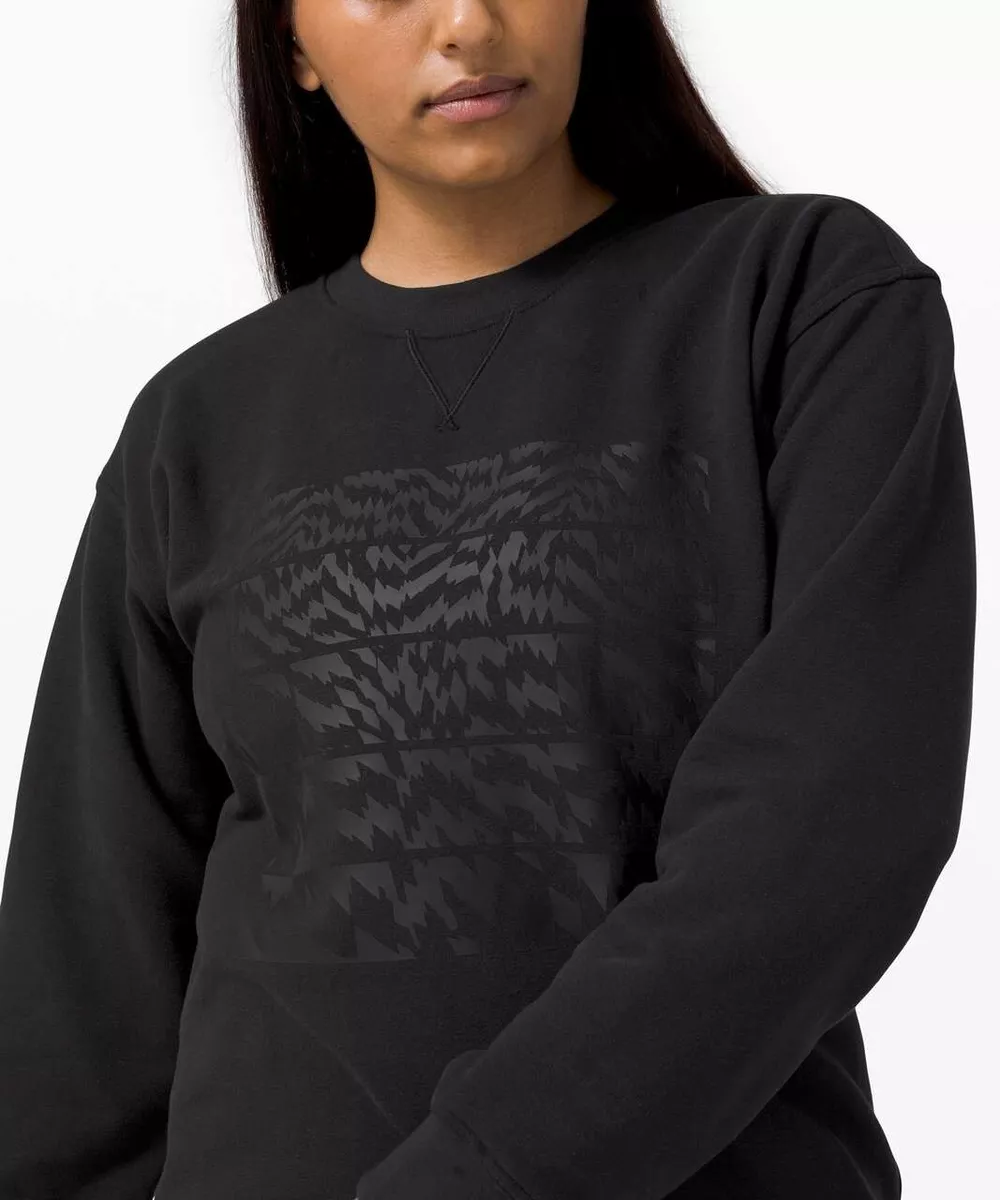 NWT Lululemon All Yours Crew Graphic Pattern Black Size 4 Soft Sweatshirt