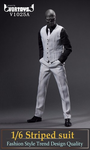 VORTOYS V1025A 1:6 White Striped Suit Set F 12'' Male Action Figure Body Toys - Picture 4 of 5