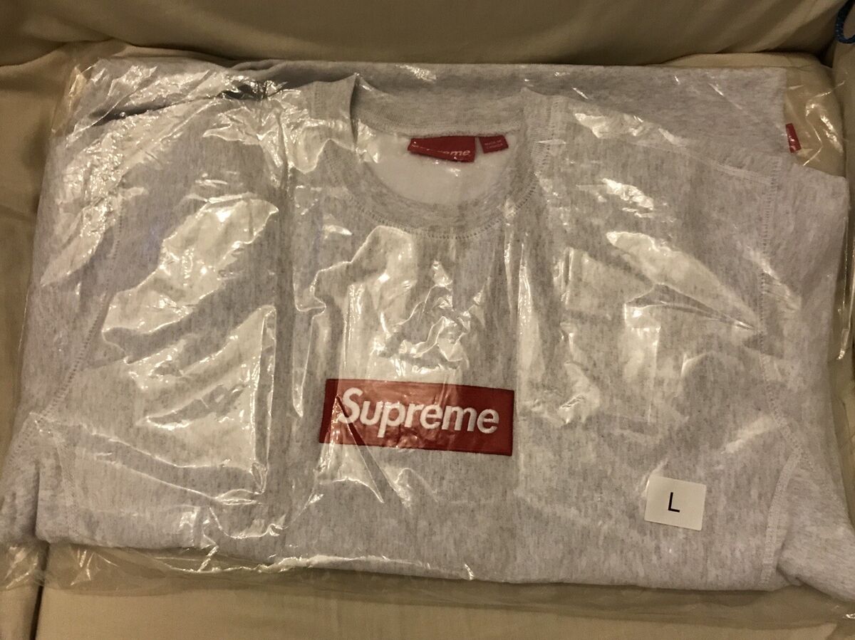 Supreme Box Logo Bogo Crewneck FW18 Grey Gray Red - New Size Supreme Box Logo Bogo Crewneck FW18 Grey Gray Red - New Size