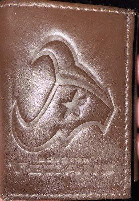 NFL Houston Texans BROWN Embossed Genuine Leather Wallet Bill Tri-Fold