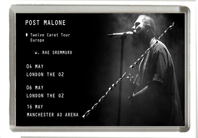 Post Malone Twelve Carat Tour 2023 UK London / Manchester Kühlschrankmagnet 90 x 60 mm