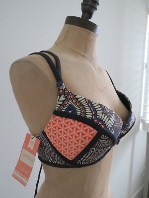 NWT Maaji multi patchwork bikini animal floral strap swimsuit Top Rhapsody L LG