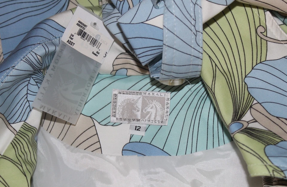 NWT Alberto Makali Sz 12 WILD Funky Blue Green Floral MOD Trench Jacket Coat - Image 3 of 4