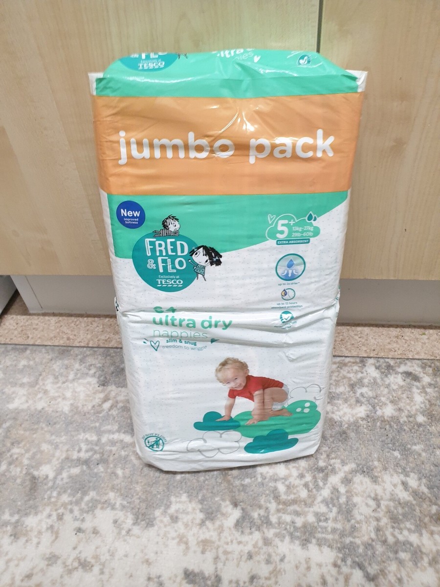 Jumbo Pack Tesco Nappies JUMBO PACK FRED FLO BABIES 64 ULTRA DRY