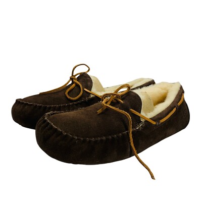 UGG Mens Olsen Espresso Moccasin Fur Lined Slippers (1513041) size 13M 