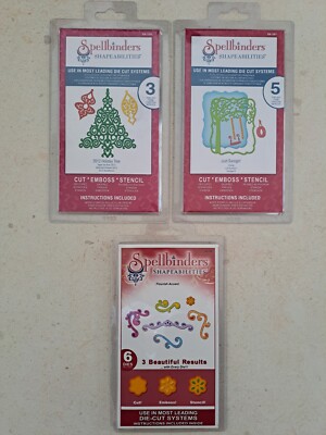 SPELLBINDERS 3 Shapeabilities Stanzformen Weihnachtsbaum nur schwingen blühender Akzent NEU