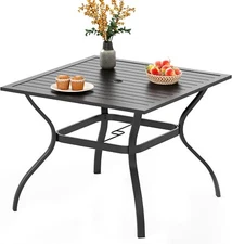 Patio Dining Table with 1.57" Umbrella Hole for 4 Person Metal Outdoor Tables