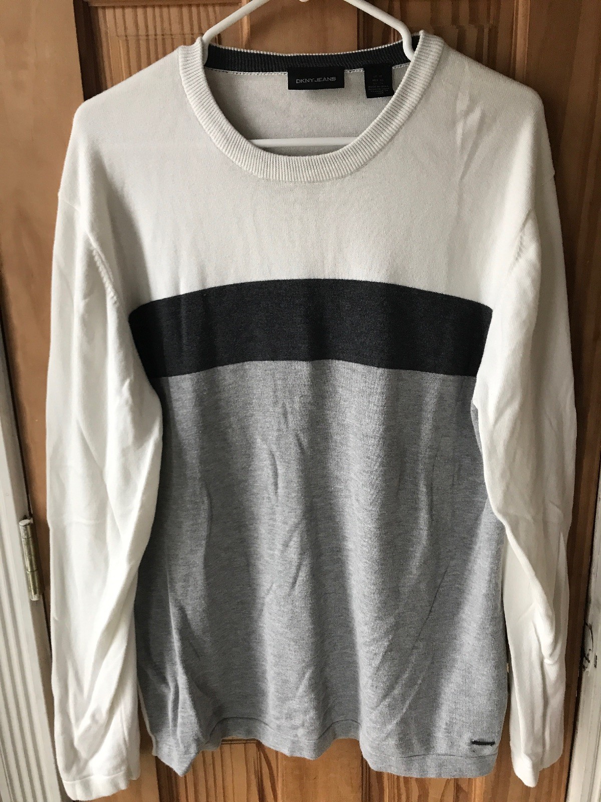 DKNY Men's Gradient Stripe Stretch Sweater Charcoal Size Large