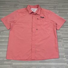 Eddie Bauer Mens Large Tech Woven Vented Fishing Outdoors Shirt UPF Pink SS