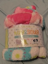 Little Miracles Lovey Sherpa Baby Blanket Pink Teal Flowers Floral Costco NIP