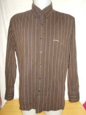 Chemise coton/polyester manche longue marron rayé rose beige MISE AU GREEN XL/44 - Photo 1/4