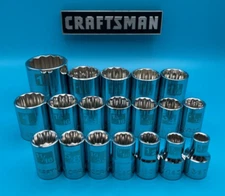 Craftsman Laser Etched/Easy Read 19 pc 1/2" Drive 12 Point STD SAE Socket Set