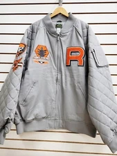 Stall & Dean Army Strong Canvas Bomber Jacket Gray Orange Size 4X NWT