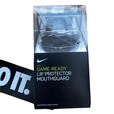 NIB Nike Game Ready Lip Protector Mouth Guard Black Gray Sports Athletic - NEW!