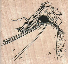 Mounted Rubber Stamp, Road Through Tunnel, Road, Path, Travel, Driving, Tunnel