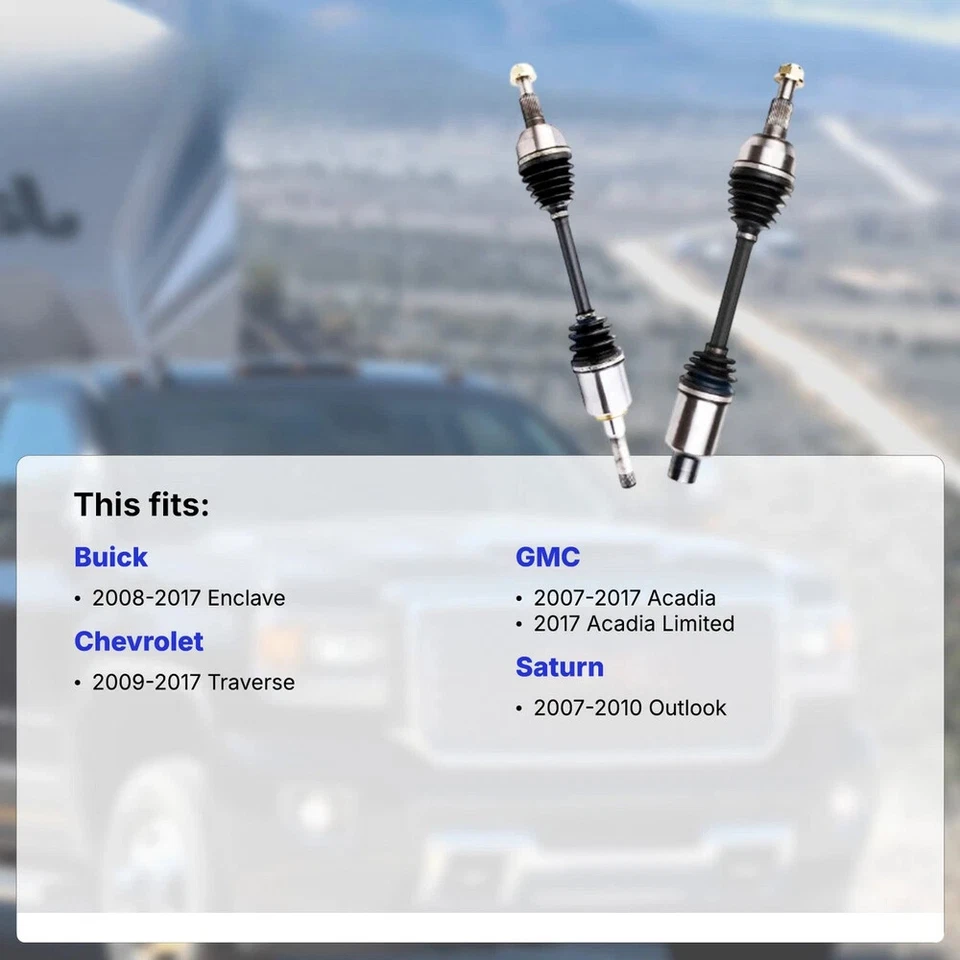 For GMC Acadia Buick Enclave 2009-2017 Chevy Traverse Front CV Axle Shaft - Image 4 of 4