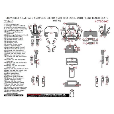 For Chevy Silverado 3500 HD 14-18 Remin Medium Burl Wood Full Dash Kit 85 Pcs