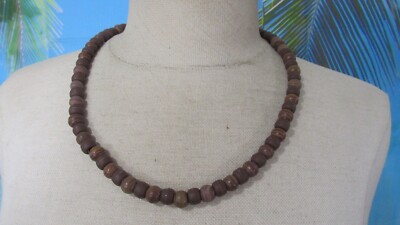 Necklace with 2 Styles of Brown Beads with Different Shades 22''