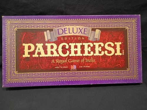 Vintage 1989 Milton Bradley Parcheesi Deluxe Board Game Wooden Pieces EUC