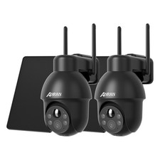 ANRAN 2-Pack 5MP WiFi Wireless Outdoor Security Camera Solar Powered Color Night