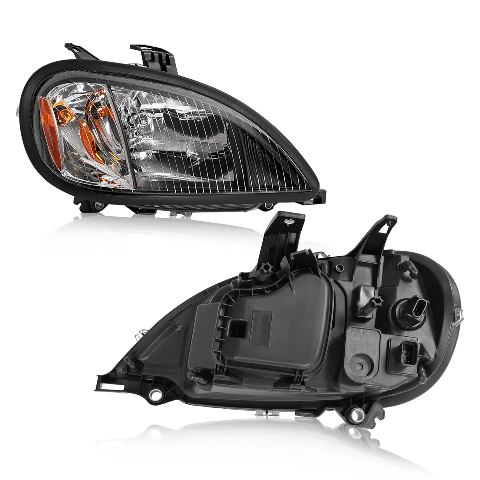 For Freightliner Columbia 2004-2013 Pair Black Halogen Headlights DOT Headlamp - Image 4 of 4
