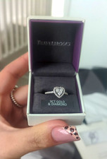 Beaverbrooks 9ct White Gold Diamond Heart Halo Engagement Ring Size K